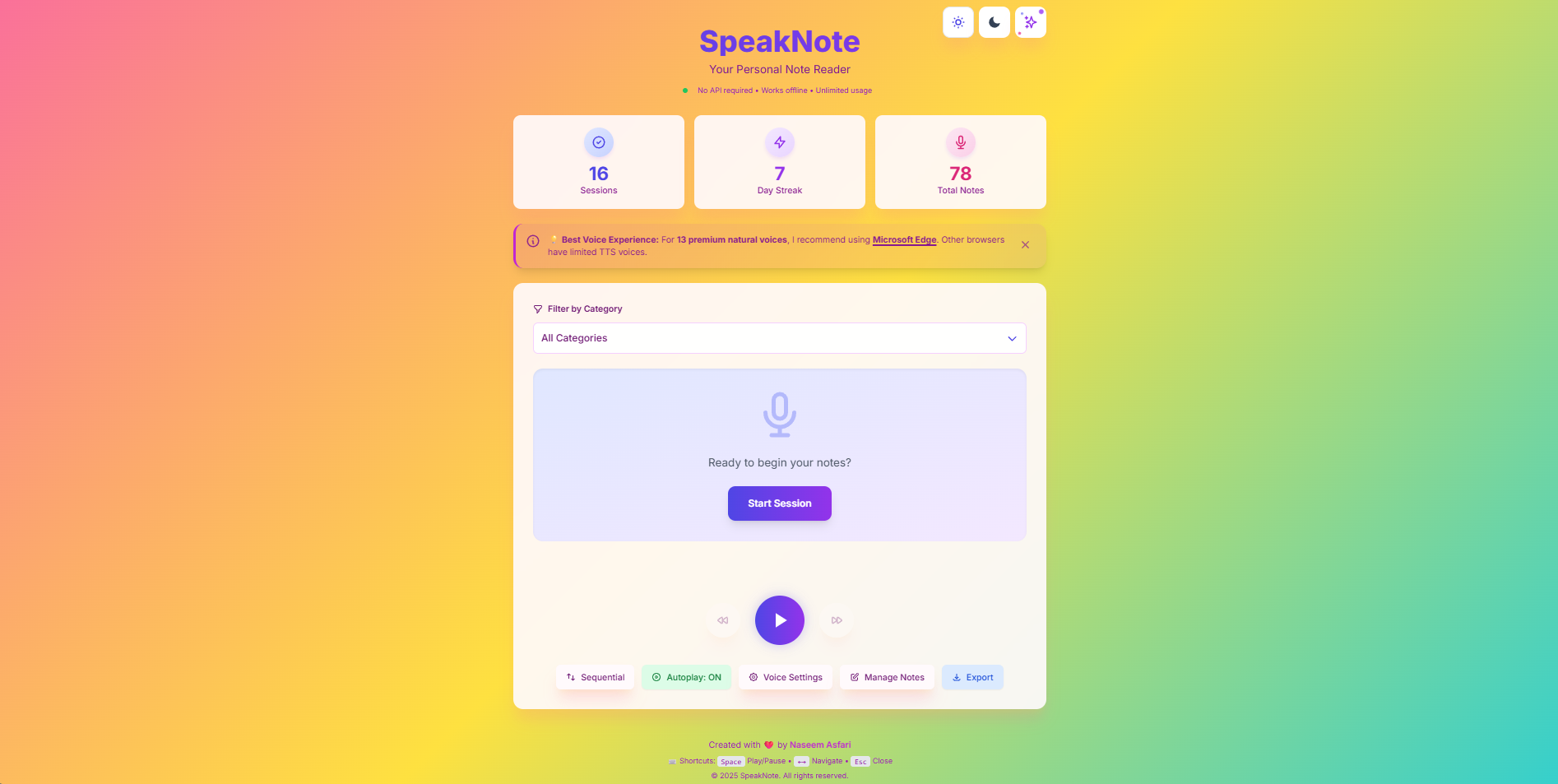 SpeakNote App Screenshot